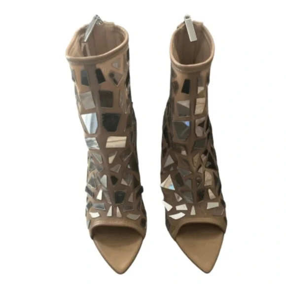 Stylish Tan and Silver Women's Heels - Picture 3 of 4